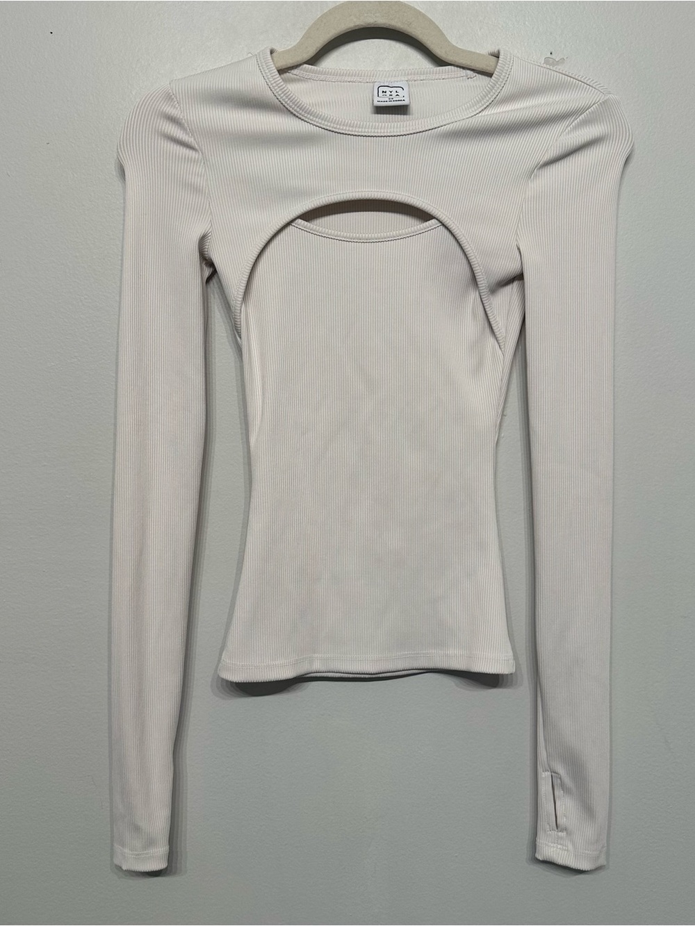 Nylora Ribbed Cut Out Long Sleeve Top XS